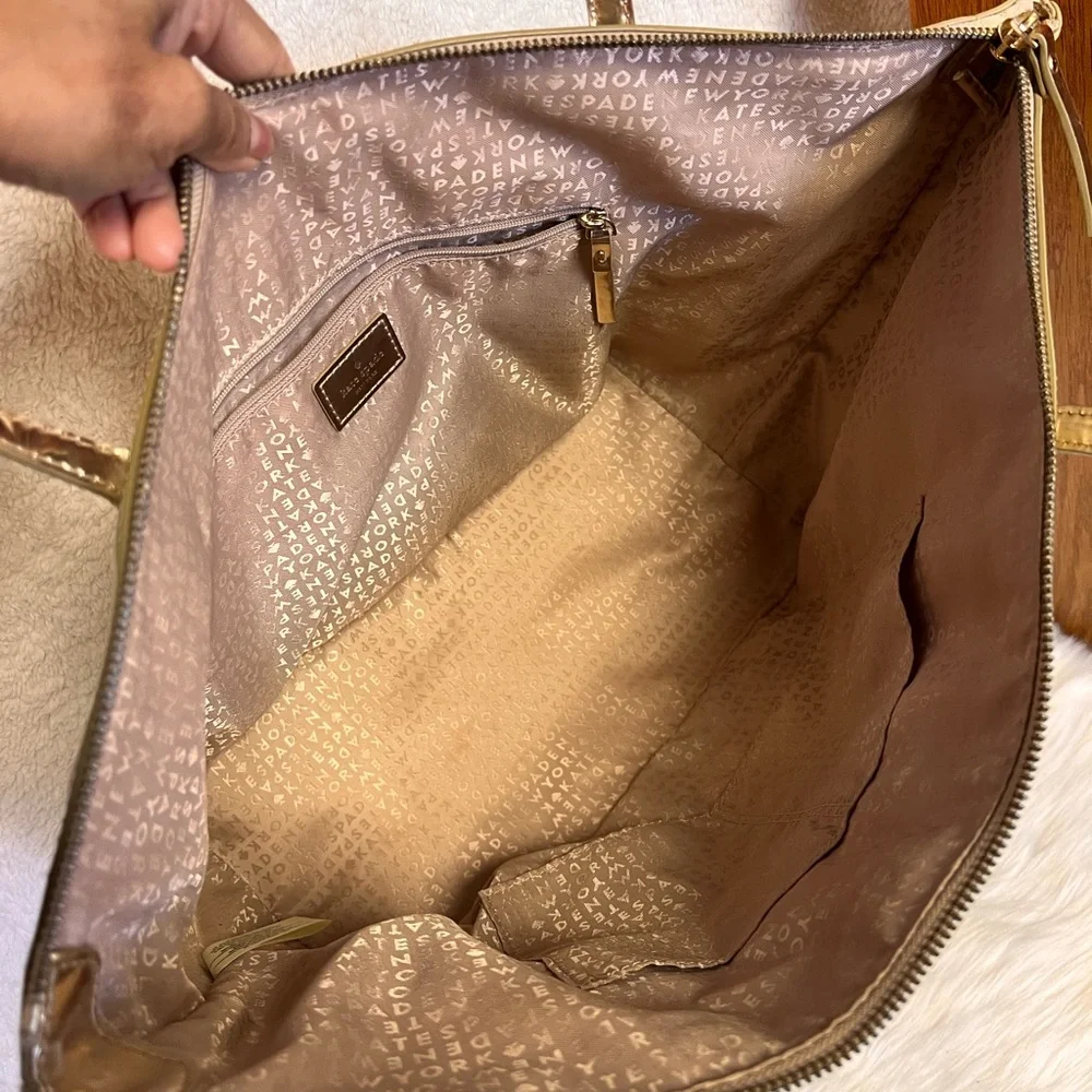 Kate Spade Metallic Gold Tote with Polka Dots - Picture 5 of 9